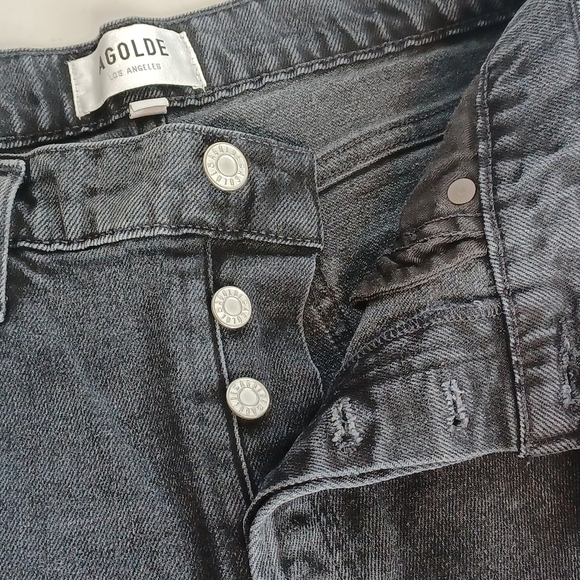 AGOLDE Nico Washed Black High-Rise Distressed Sz 28 Ankle Jeans - Picture 7 of 13